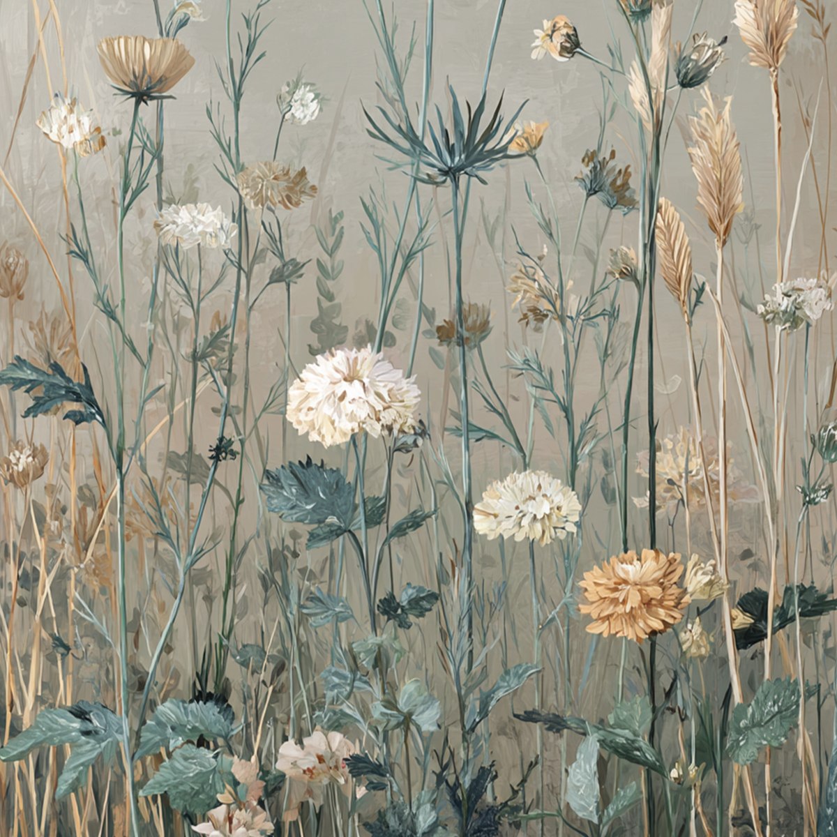 WHISPERING MEADOW: Vintage Botanical Wildflower Painting