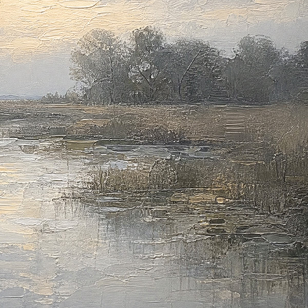 WHISPERING REEDS: Textured Wabi-Sabi Coastal Landscape Painting