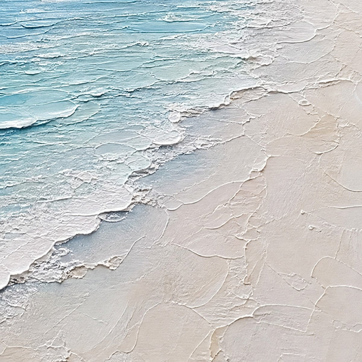 WHISPERING TIDE: Textured Minimalist Beach Scene Painting