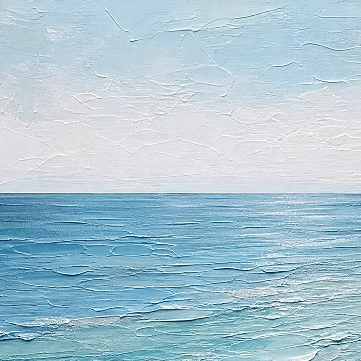 WHISPERING TIDE: Textured Minimalist Beach Scene Painting
