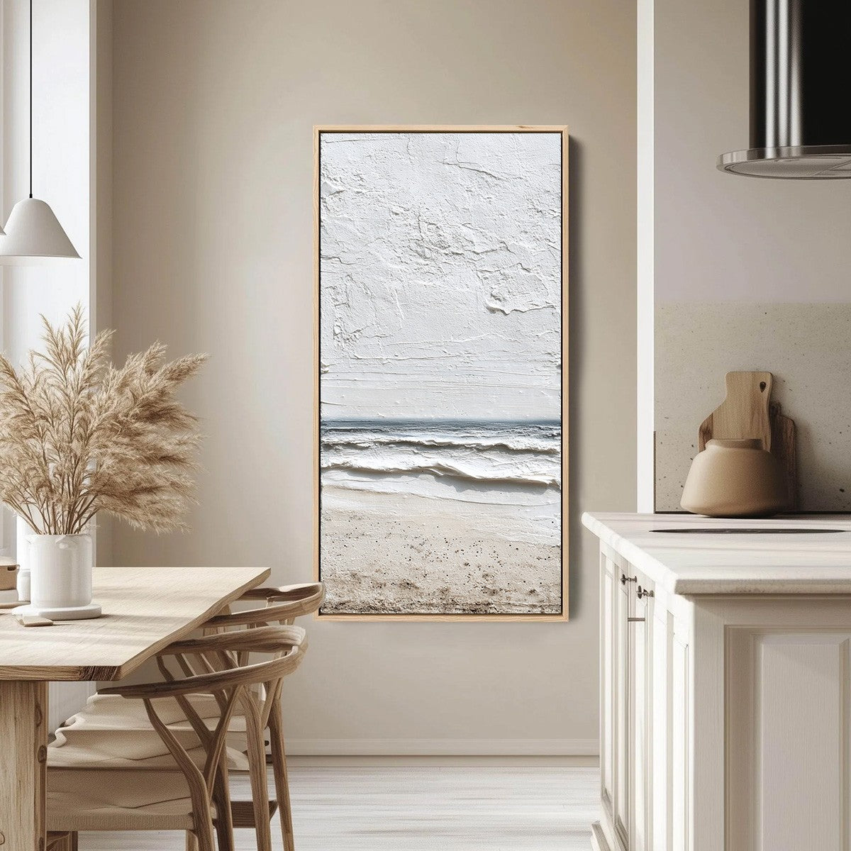 WHISPERING TIDE: Textured Wabi Sabi Beach Scene Painting