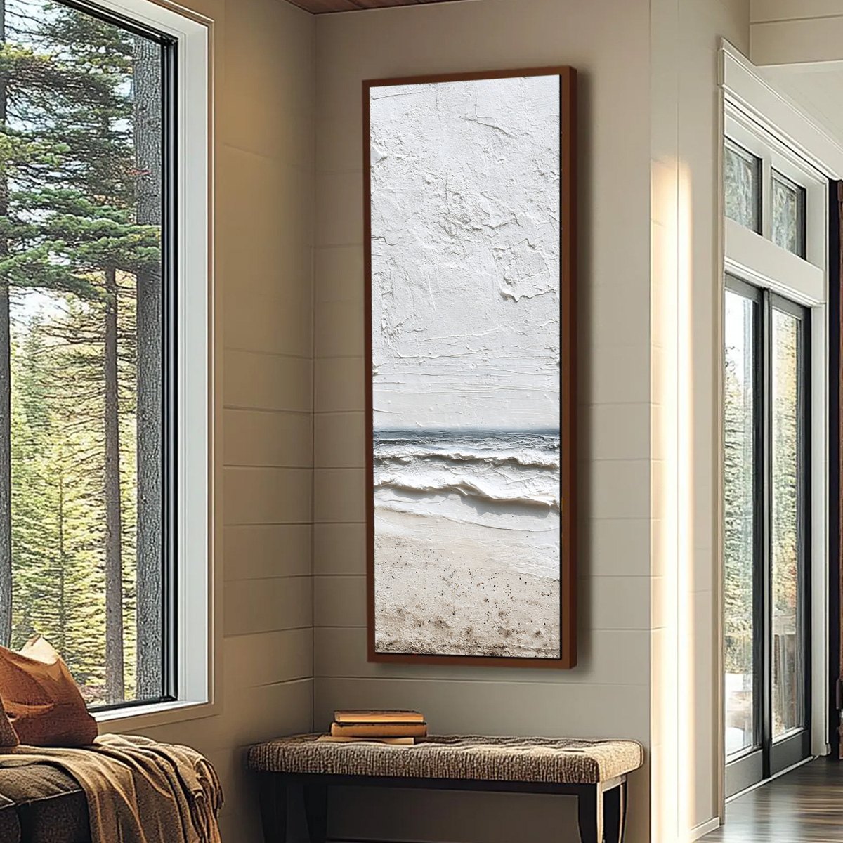 WHISPERING TIDE: Textured Wabi Sabi Beach Scene Painting