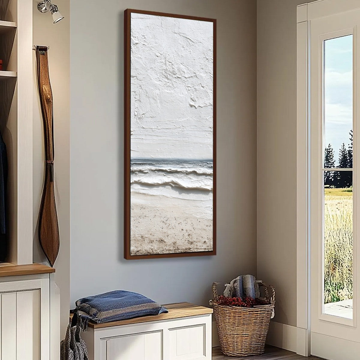 WHISPERING TIDE: Textured Wabi Sabi Beach Scene Painting