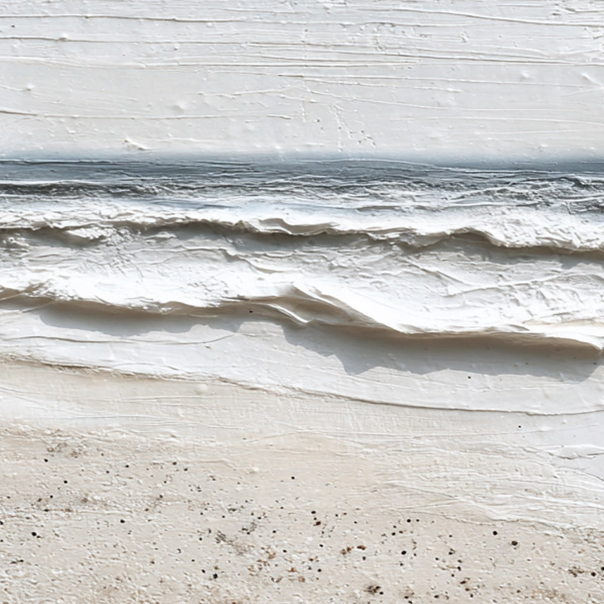 WHISPERING TIDE: Textured Wabi Sabi Beach Scene Painting