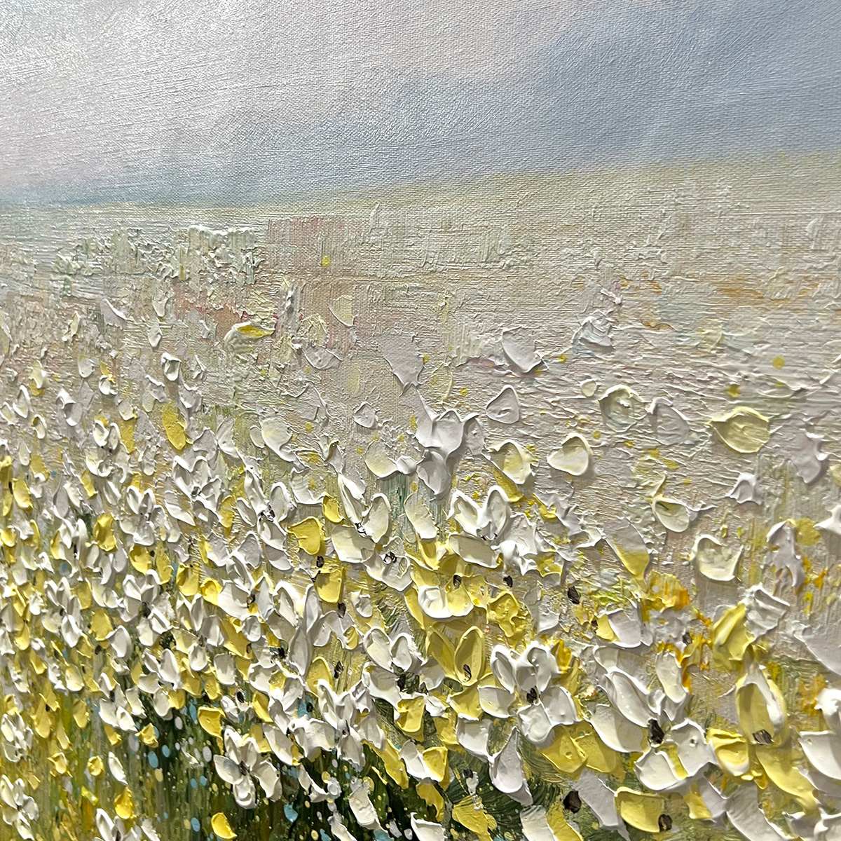 WHISPERING MEADOW: Impressionistic Wildflower Field Oil Painting