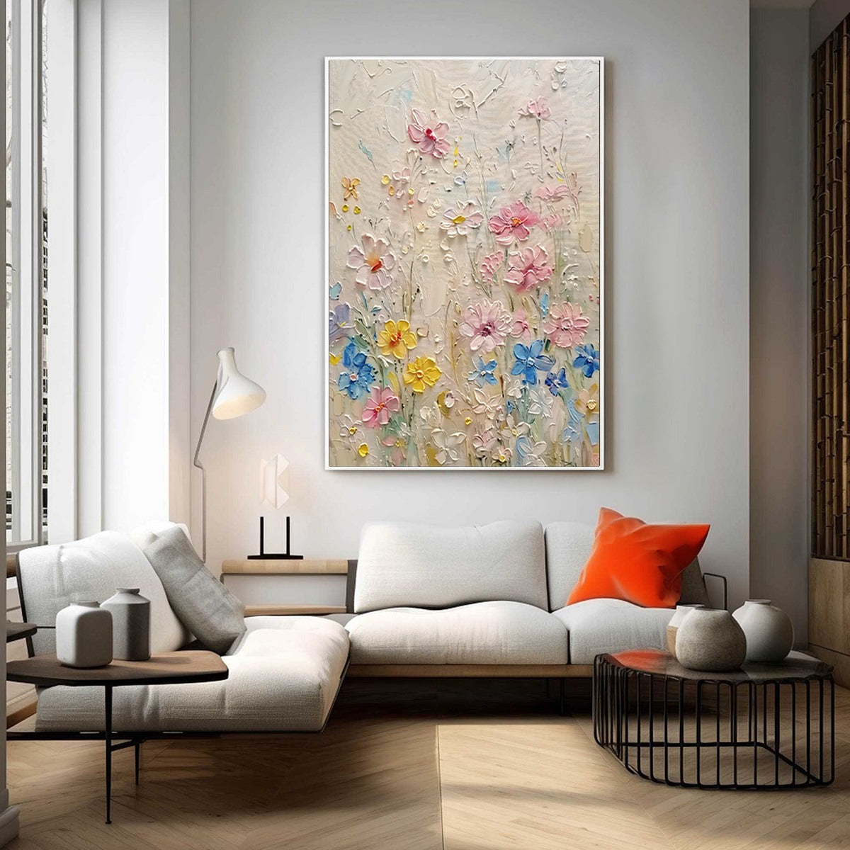 WHISPERING MEADOW: Textured Floral Impasto Oil Painting