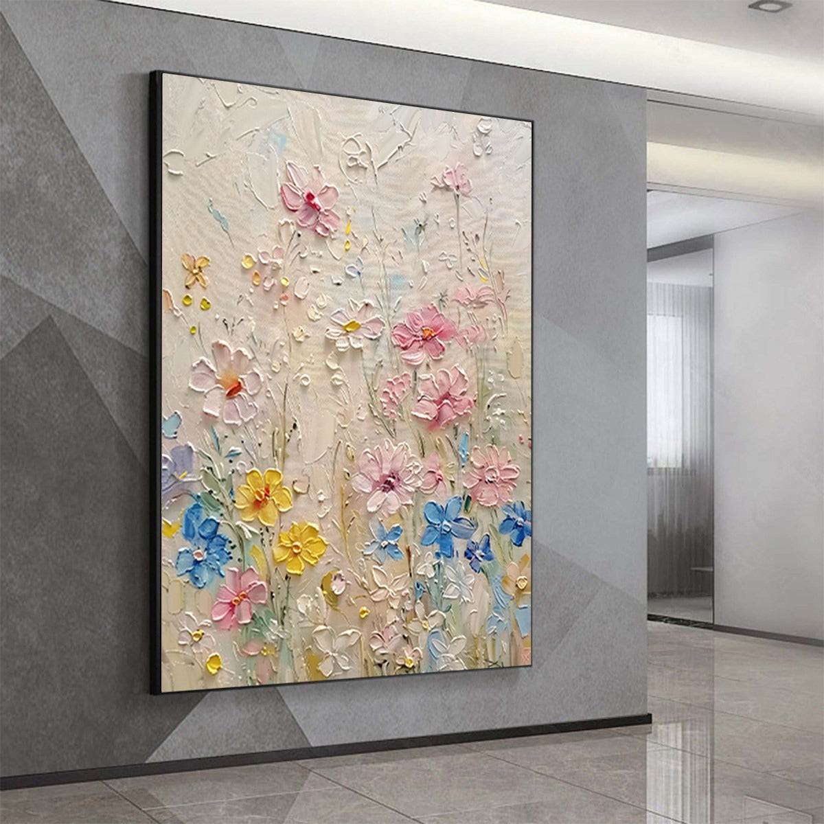 WHISPERING MEADOW: Textured Floral Impasto Oil Painting