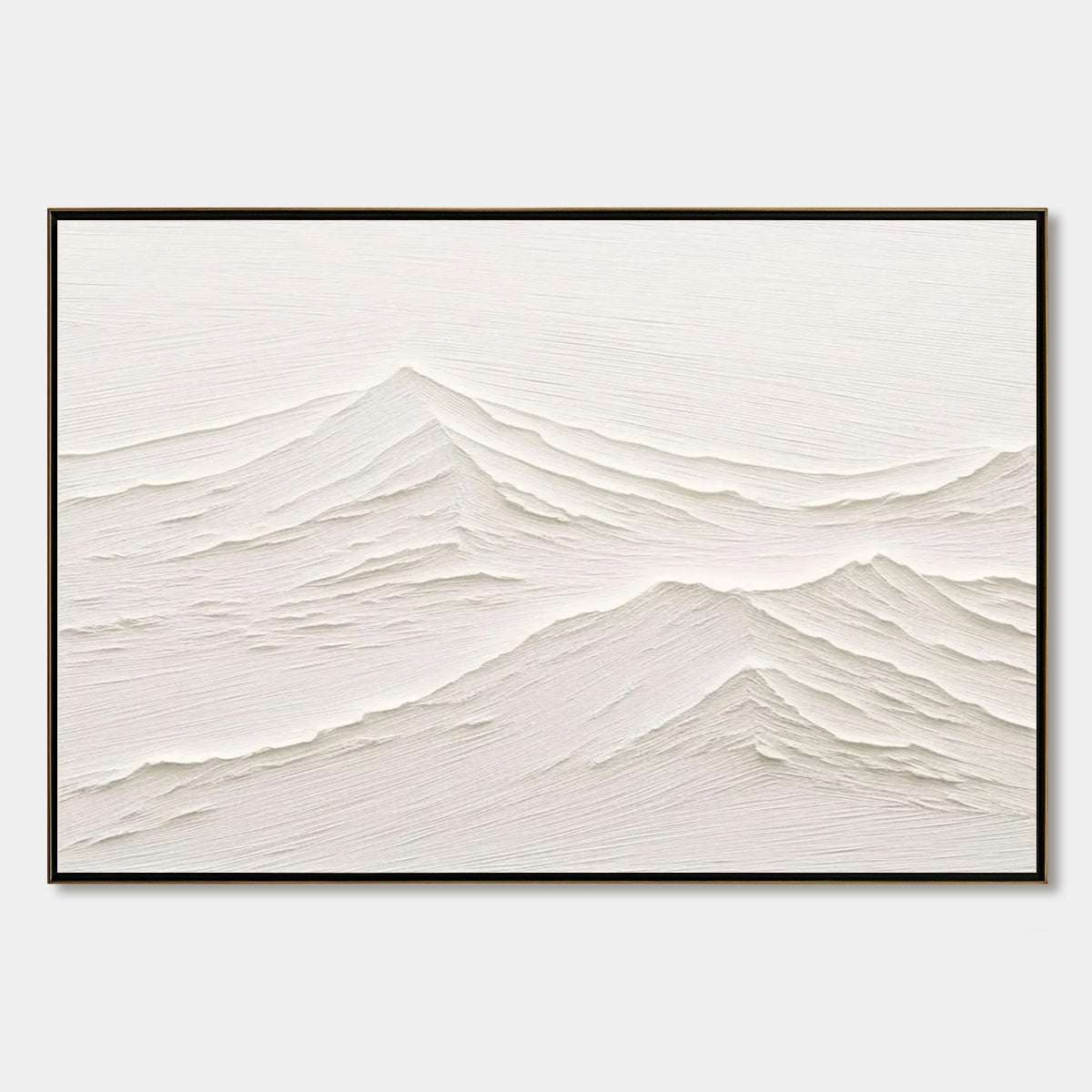 WHISPERING PEAKS: Textured Minimalist White Mountain Painting