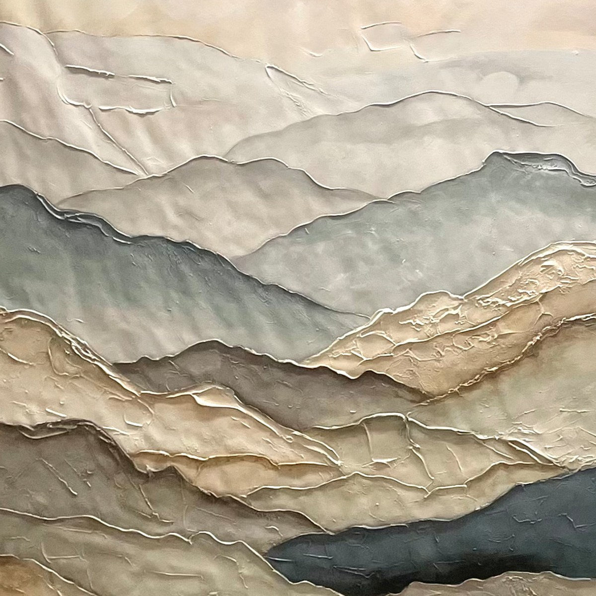 Whispering Ridges Textured Mountain Painting | Impasto Landscape Art
