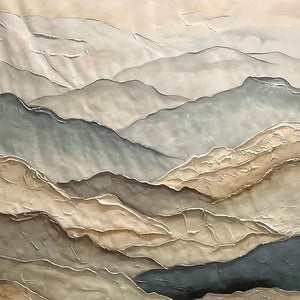 WHISPERING RIDGES- Textured Wabi Sabi Mountain Landscape Painting