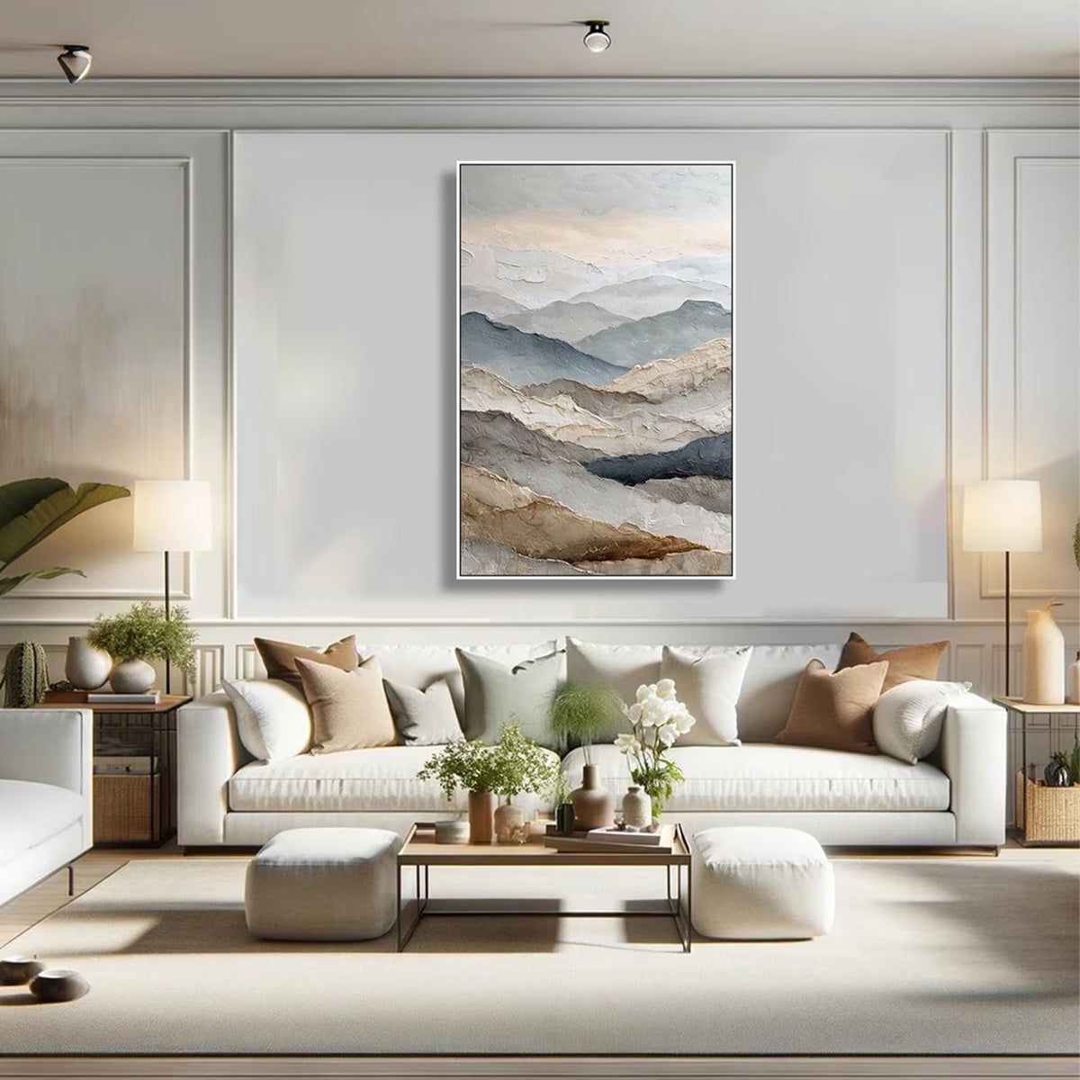 WHISPERING RIDGES: Textured Wabi Sabi Mountain Landscape Painting