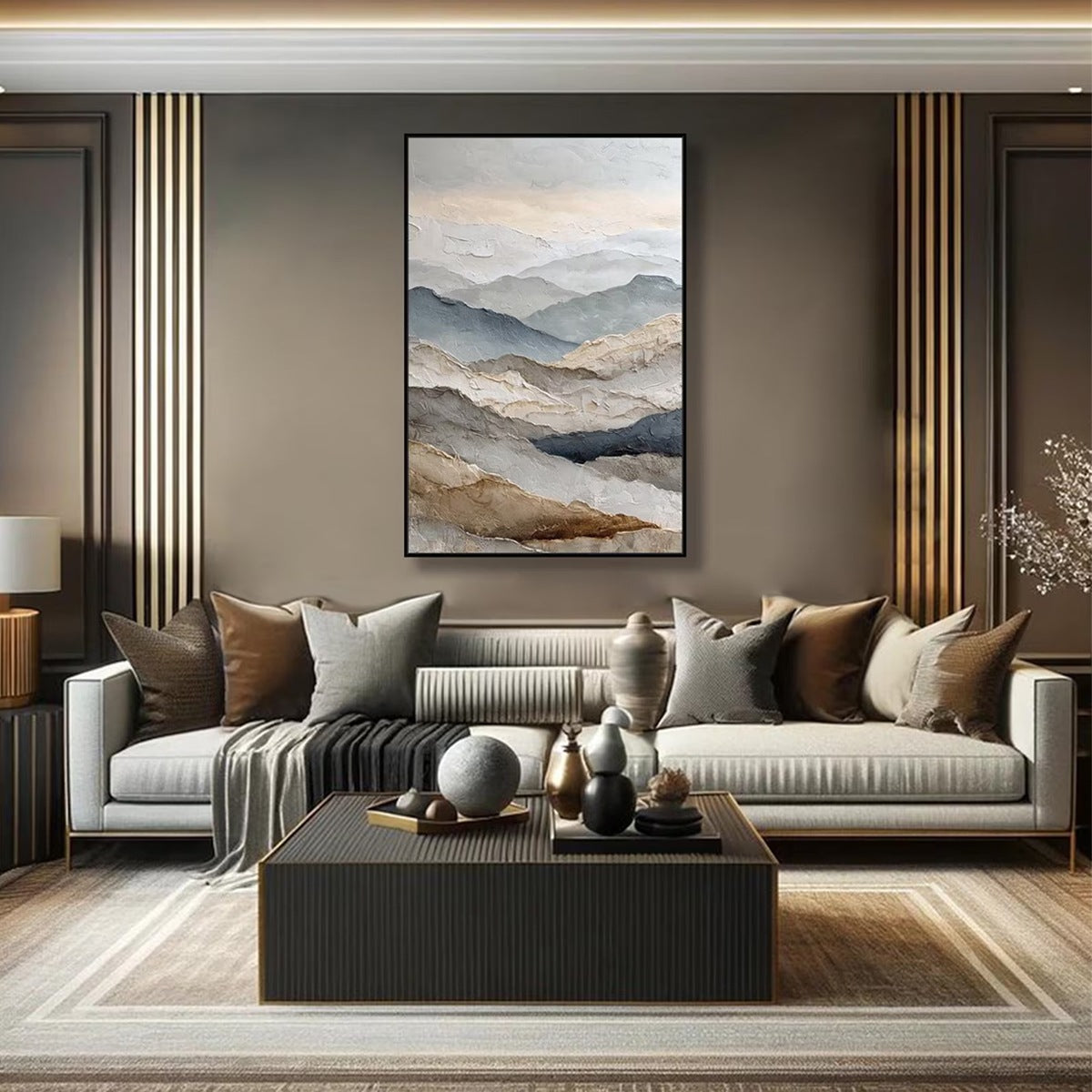 WHISPERING RIDGES: Textured Wabi Sabi Mountain Landscape Painting