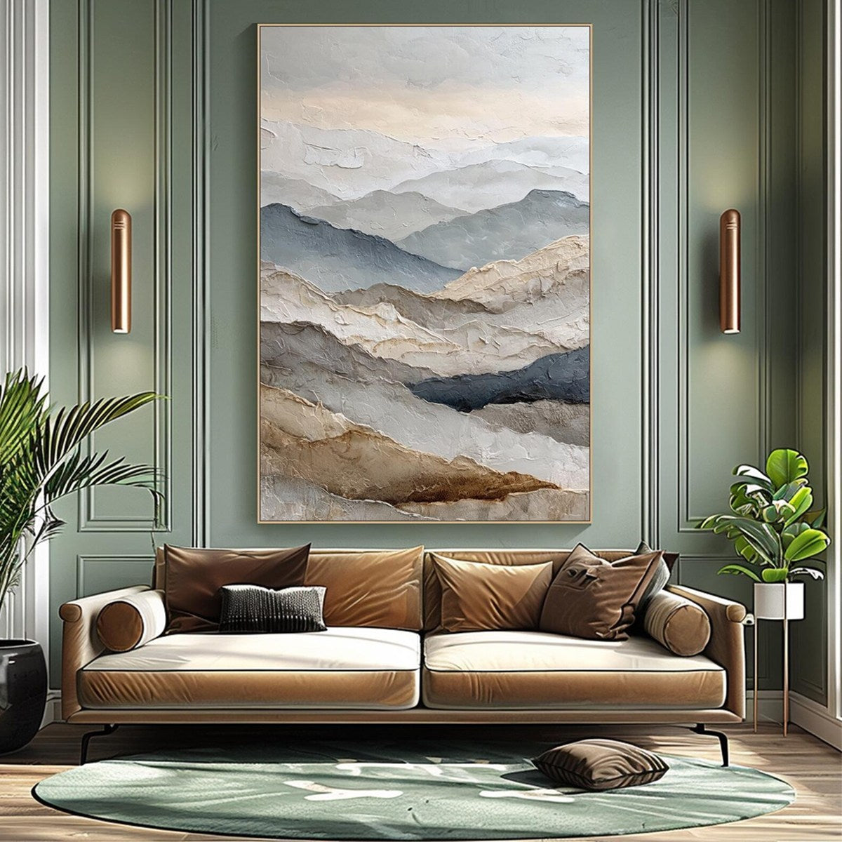 WHISPERING RIDGES: Textured Wabi Sabi Mountain Landscape Painting