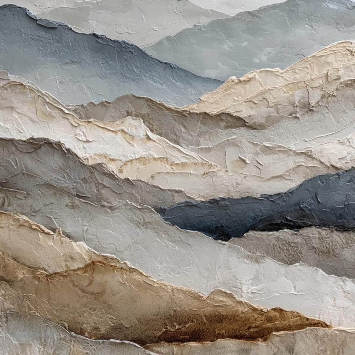 WHISPERING RIDGES: Textured Wabi Sabi Mountain Landscape Painting