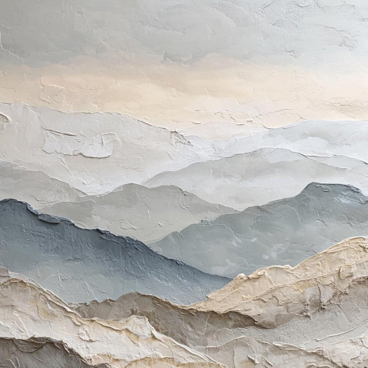 Whispering Ridges Textured Mountain Painting | Impasto Landscape Art