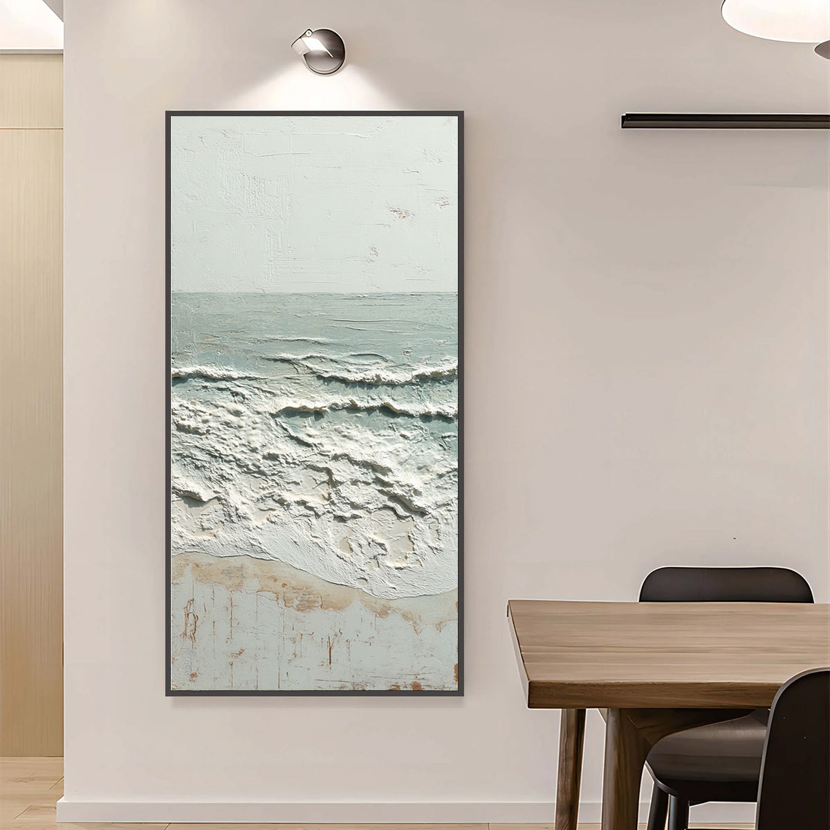 WHISPERING TIDE: Textured Minimalist Impasto Seascape Painting