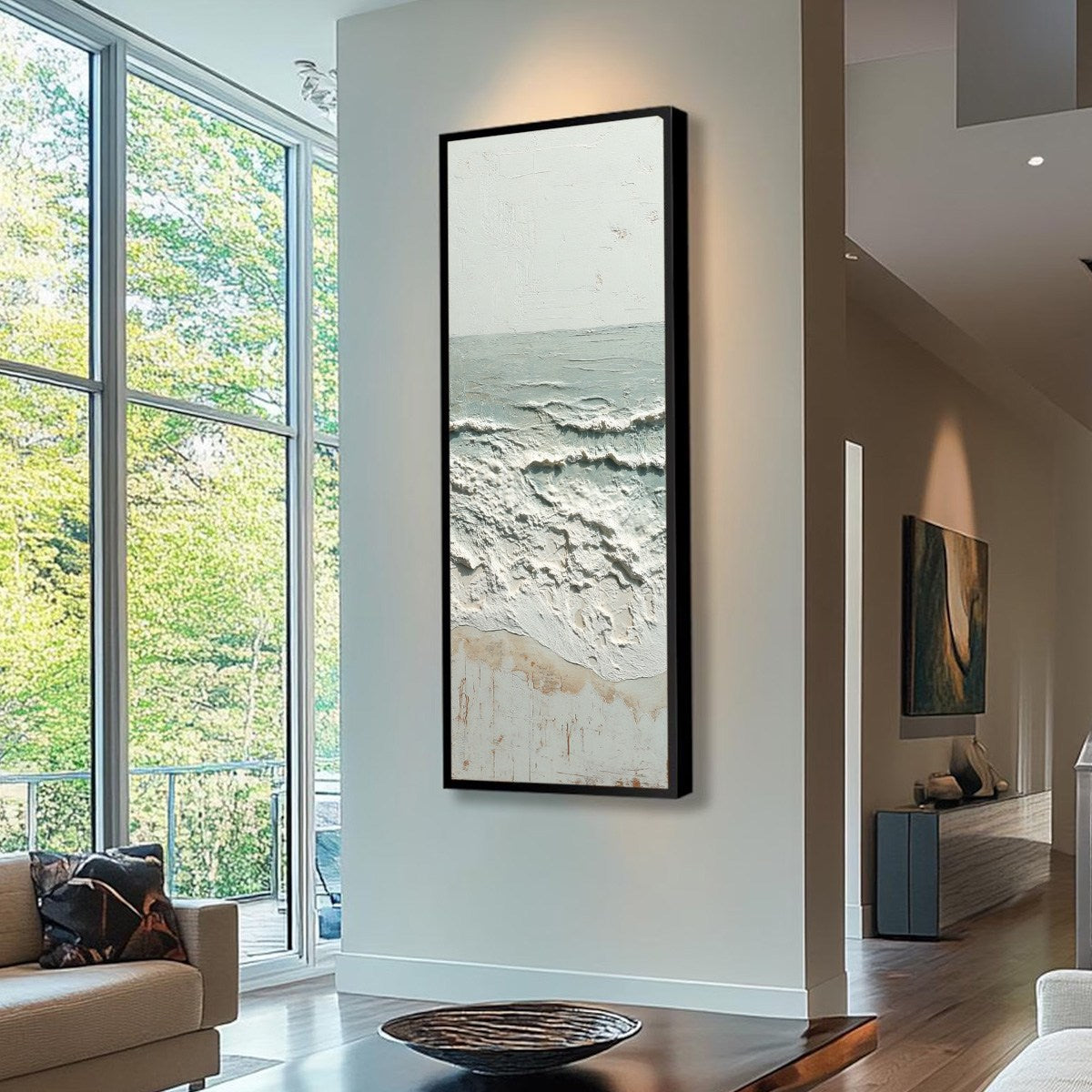 WHISPERING TIDE: Textured Minimalist Impasto Seascape Painting