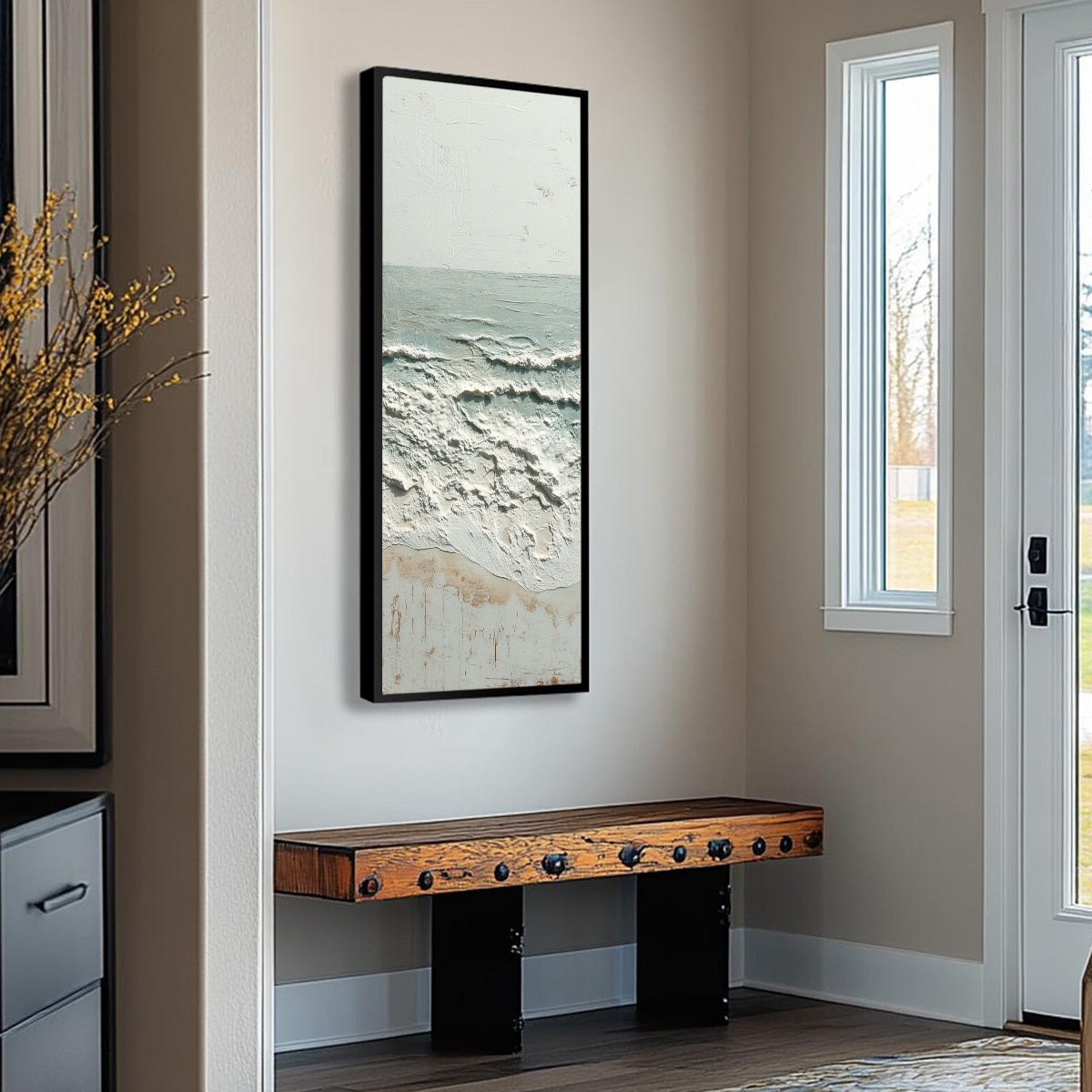 WHISPERING TIDE: Textured Minimalist Impasto Seascape Painting