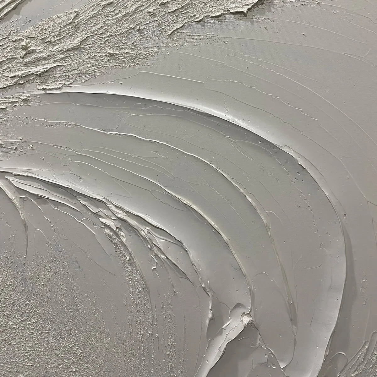 WHISPERING WINDS: White Beige Textured Abstract Oil Painting