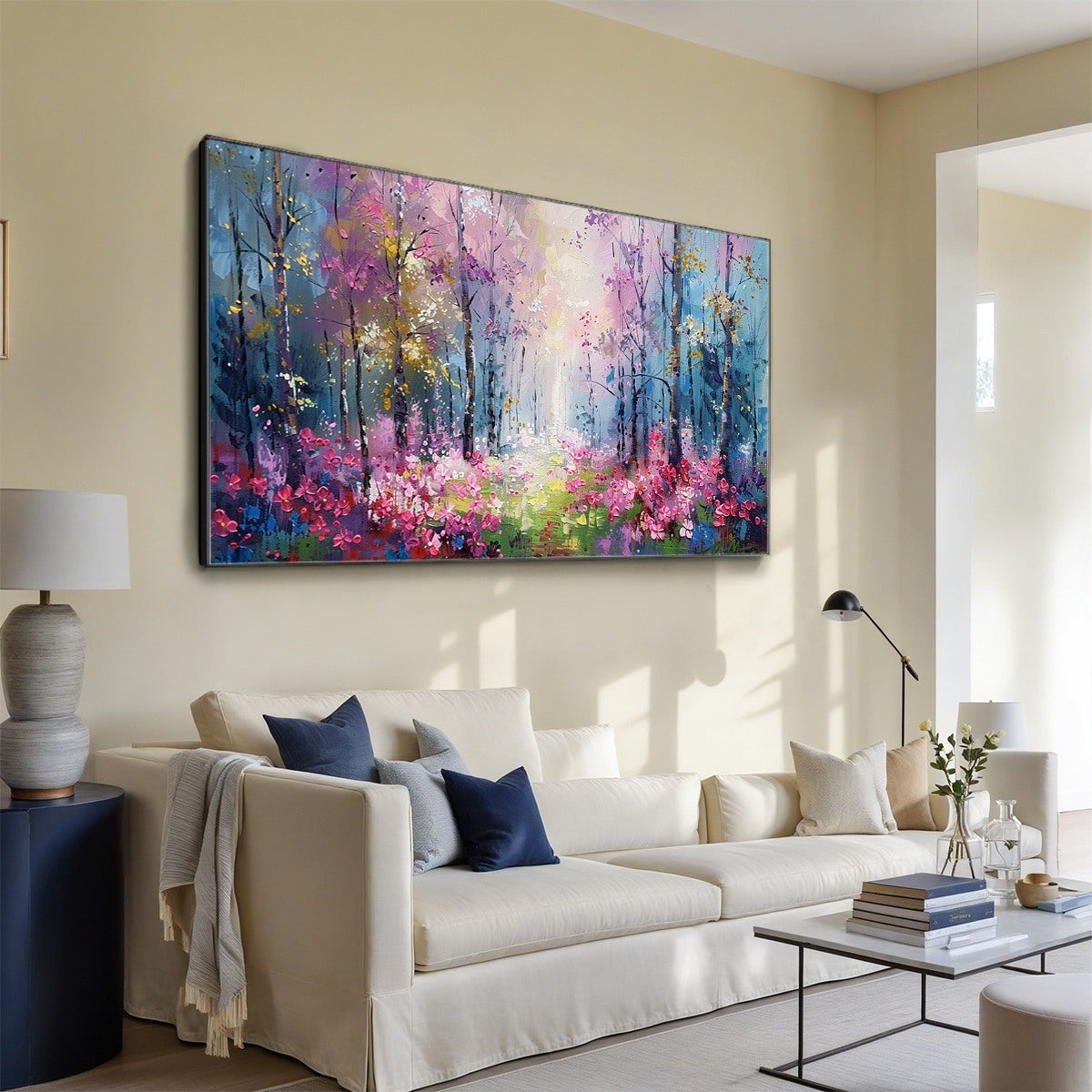 WHISPERING WOODS: Textured Impasto Floral Forest Oil Painting