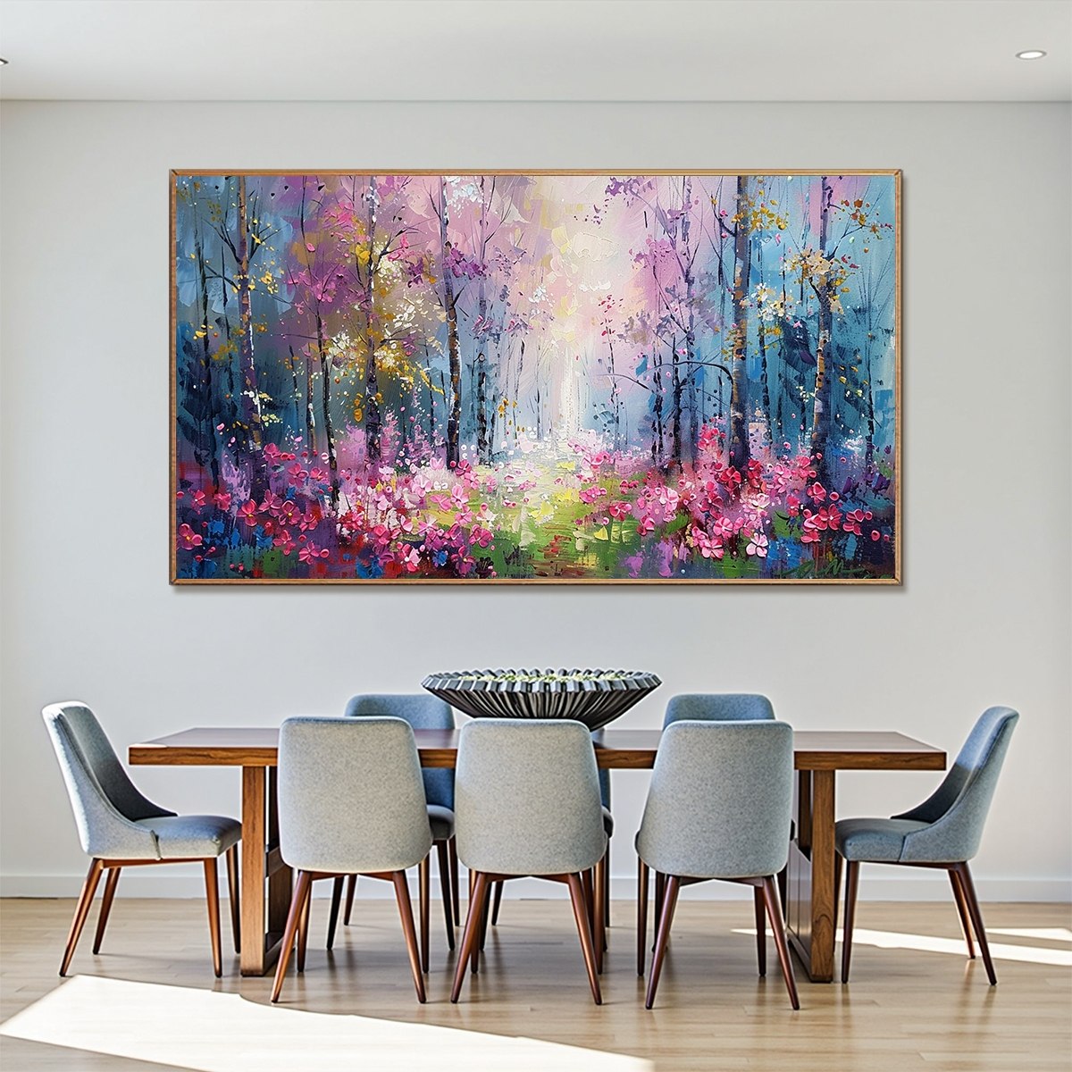 WHISPERING WOODS: Textured Impasto Floral Forest Oil Painting