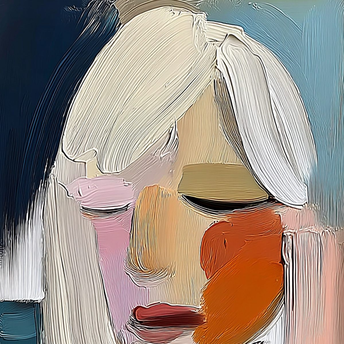 WHISPERS: Expressive Abstract Portrait Impasto Painting