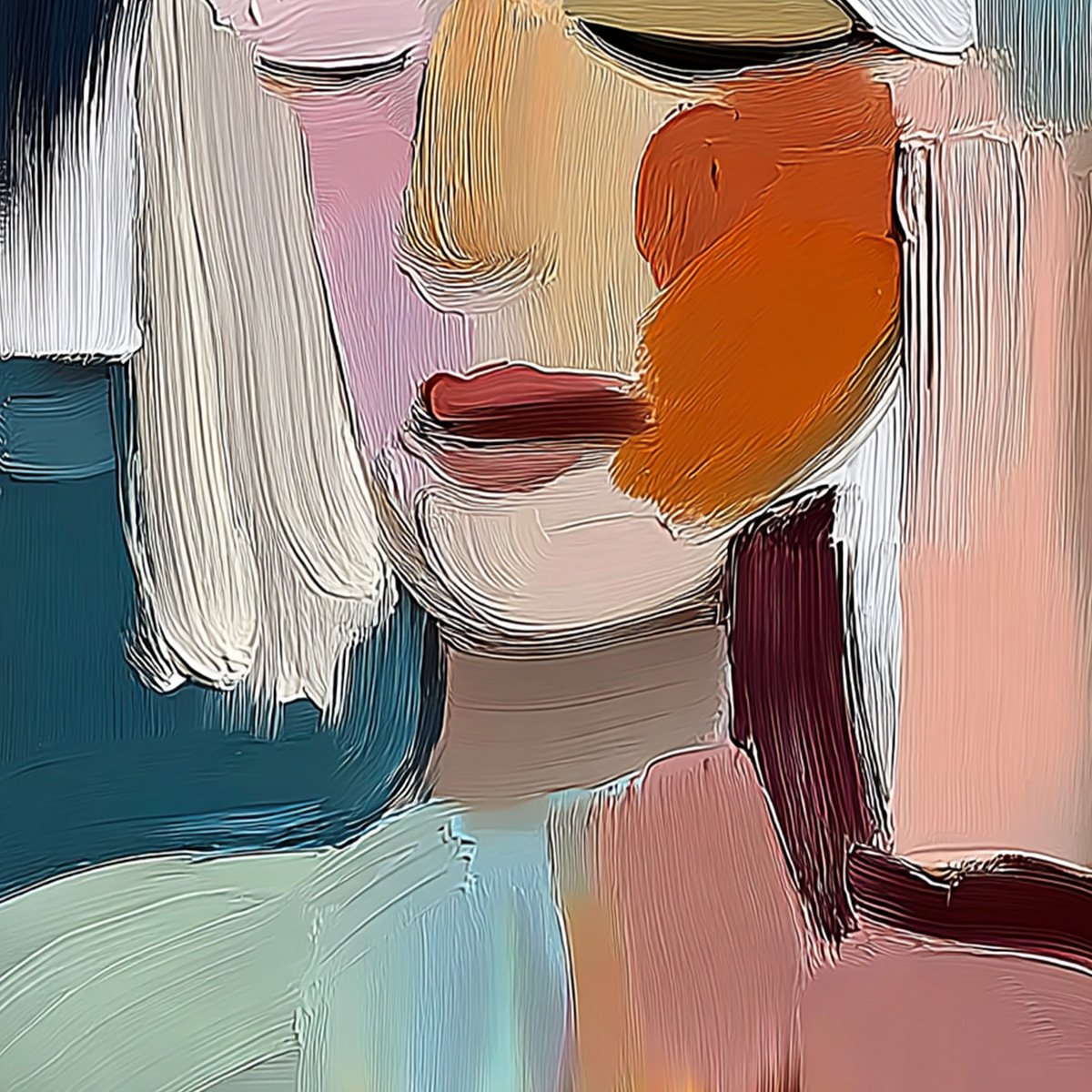 WHISPERS: Expressive Abstract Portrait Impasto Painting