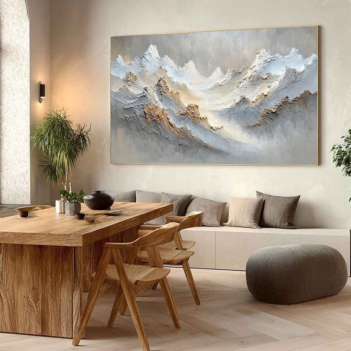 WHISPERS OF THE PEAK: Large Textured Wabi Sabi Abstract Mountain Painting