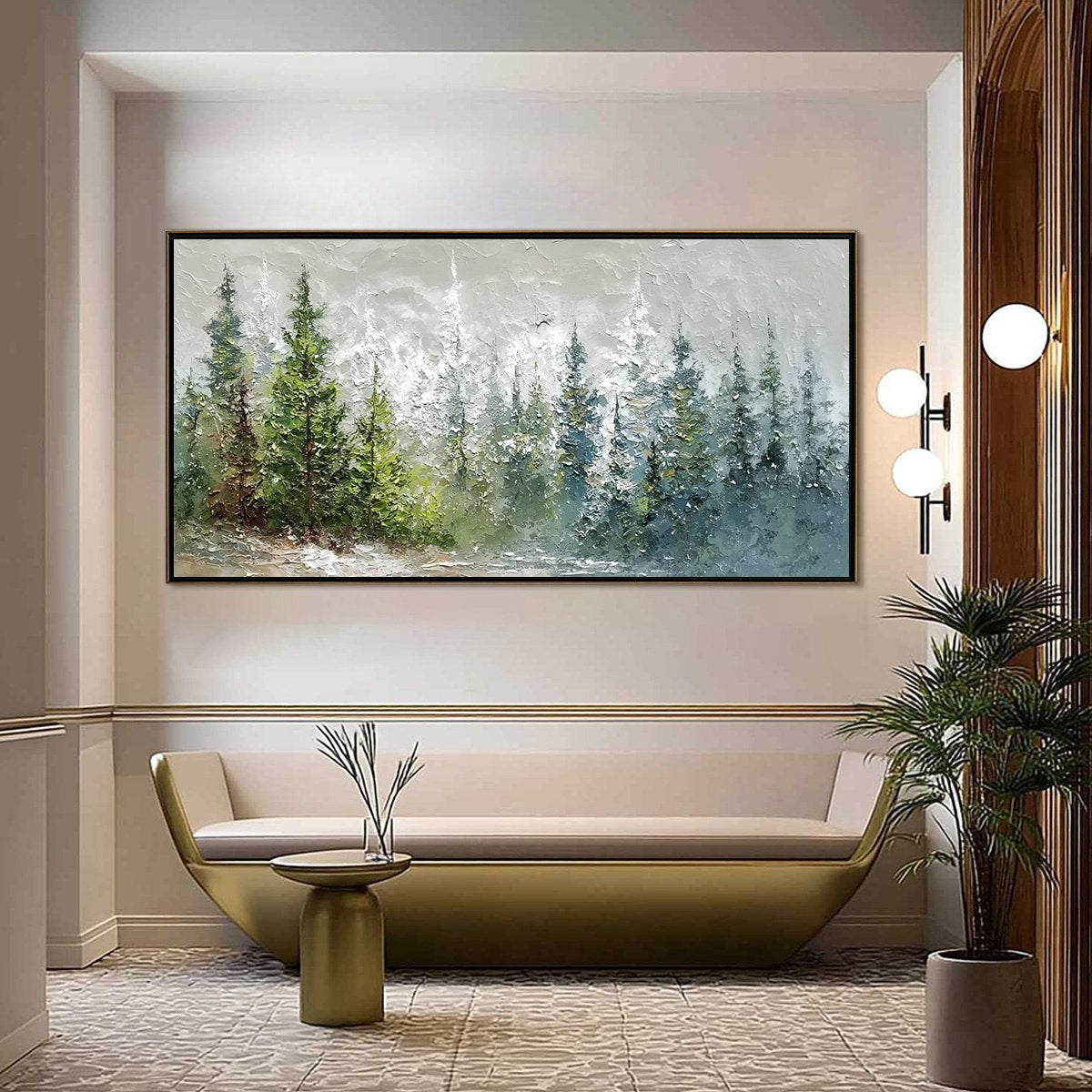 WHISPERS OF THE PINES: Textured Impasto Pine Forest Landscape Painting