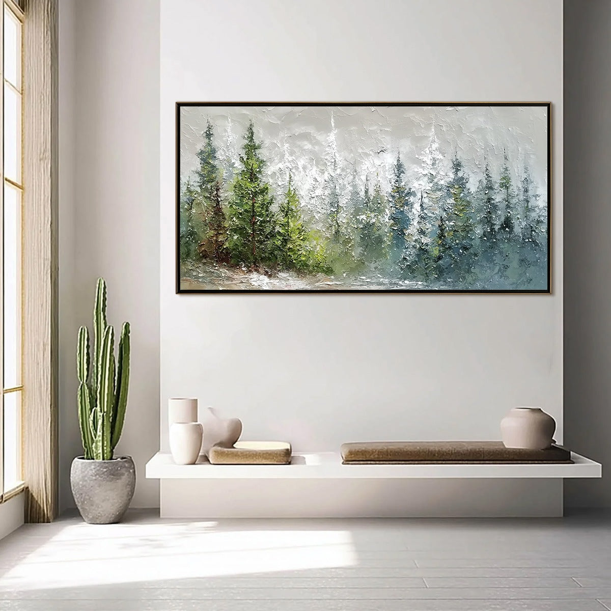 WHISPERS OF THE PINES: Textured Impasto Pine Forest Landscape Painting