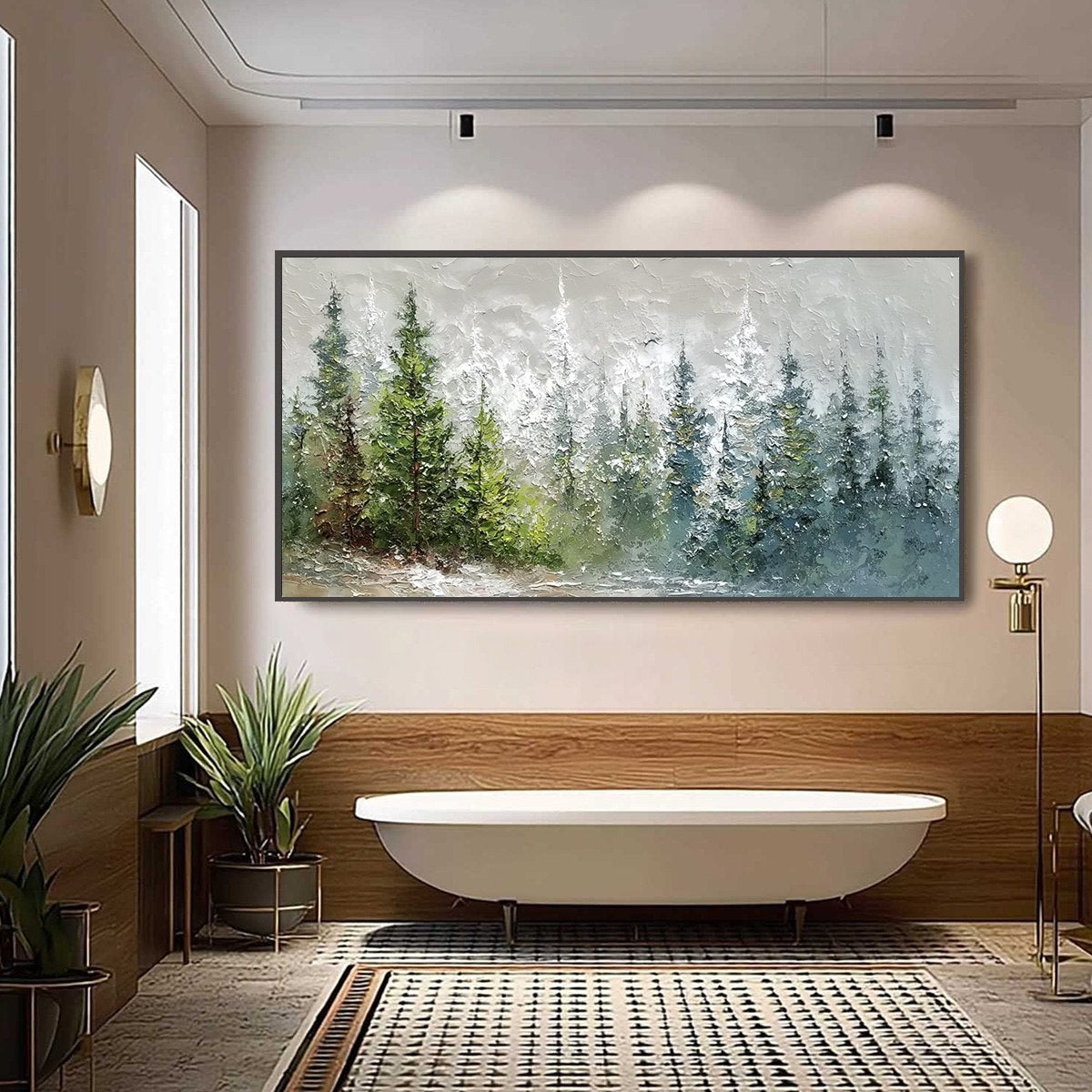 WHISPERS OF THE PINES: Textured Impasto Pine Forest Landscape Painting