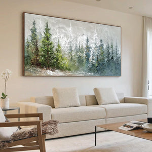 WHISPERS OF THE PINES: Textured Impasto Pine Forest Landscape Painting