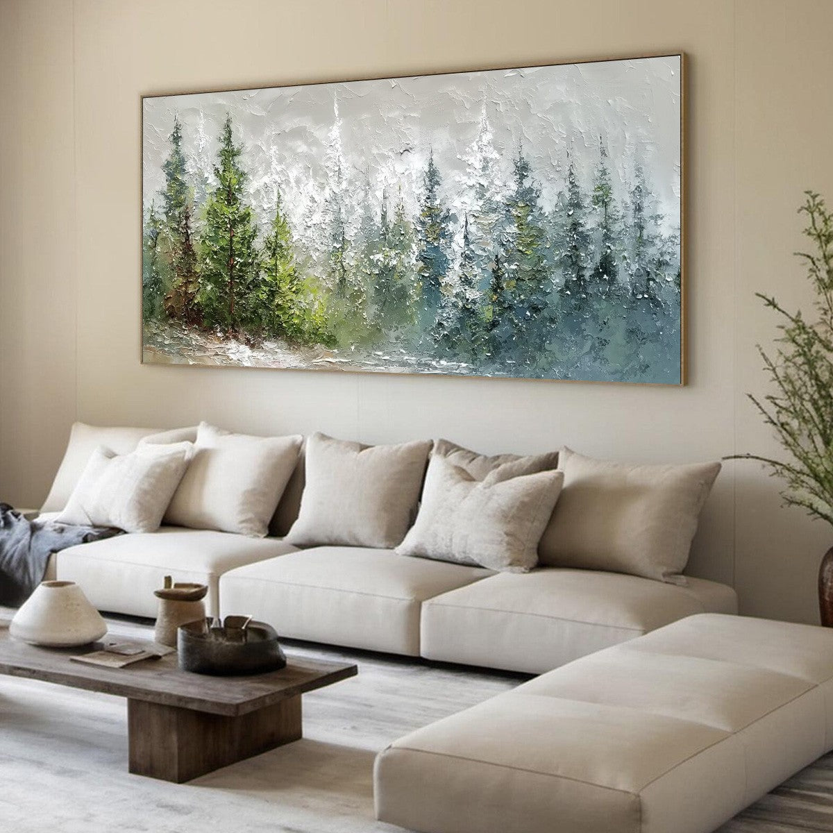 WHISPERS OF THE PINES: Textured Impasto Pine Forest Landscape Painting