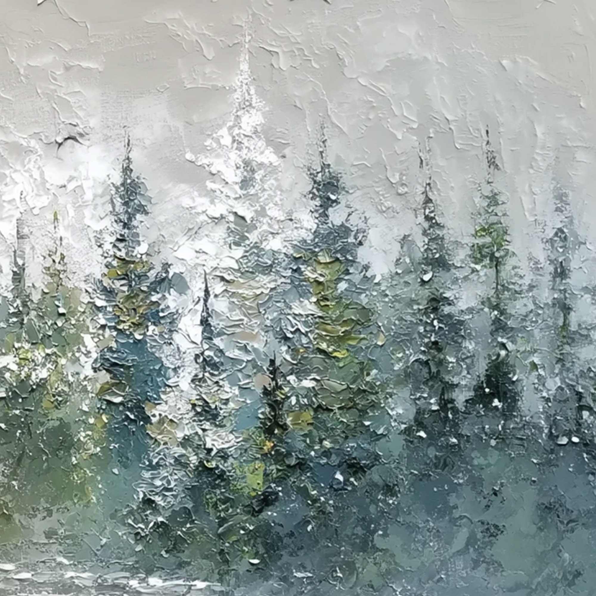 WHISPERS OF THE PINES: Textured Impasto Pine Forest Landscape Painting