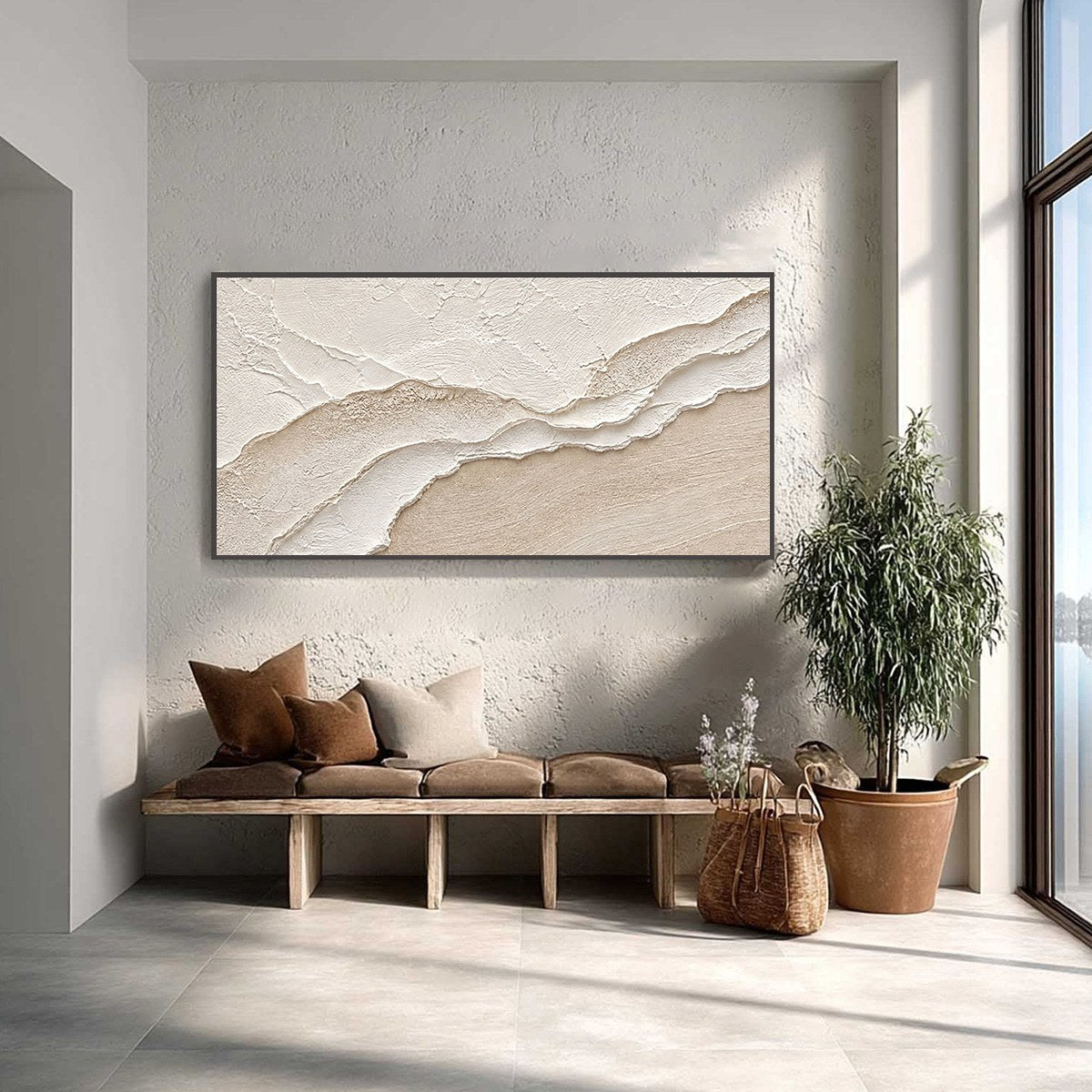 WHISPERS OF THE TIDE: Textured Wabi Sabi Inspired Coastal Abstract Painting