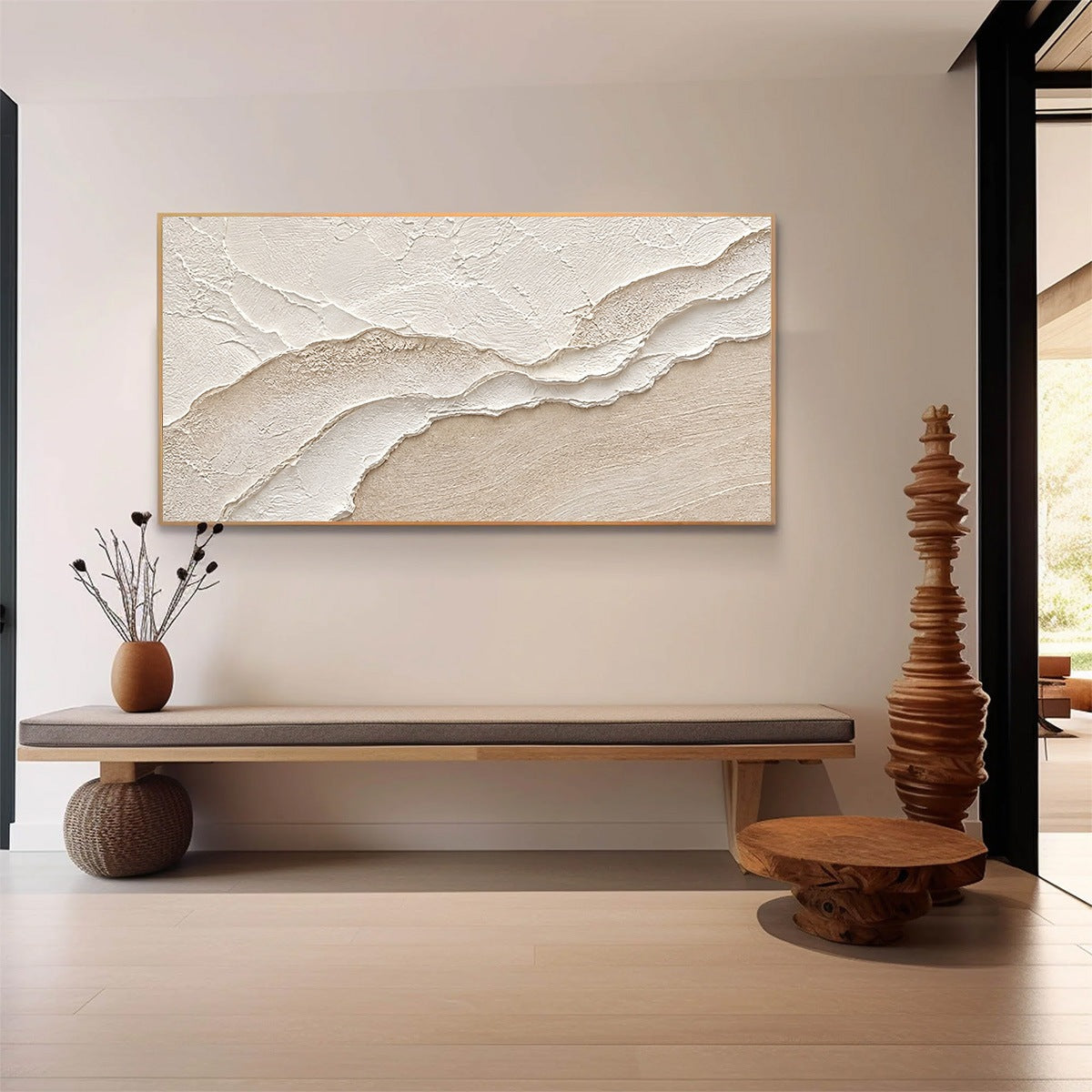 WHISPERS OF THE TIDE: Textured Wabi Sabi Inspired Coastal Abstract Painting