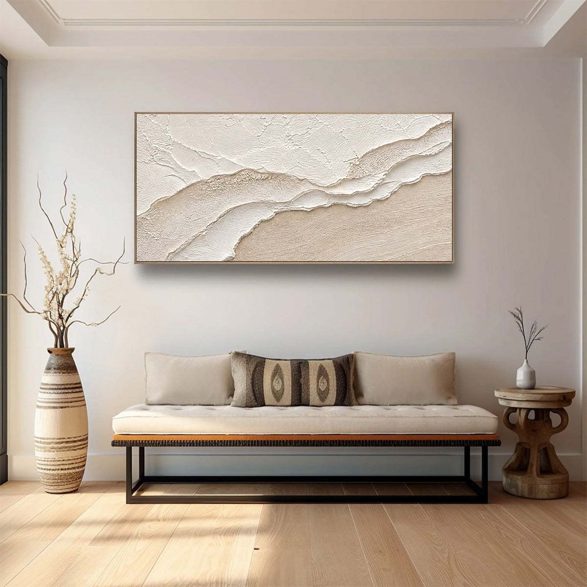 WHISPERS OF THE TIDE: Textured Wabi Sabi Inspired Coastal Abstract Painting