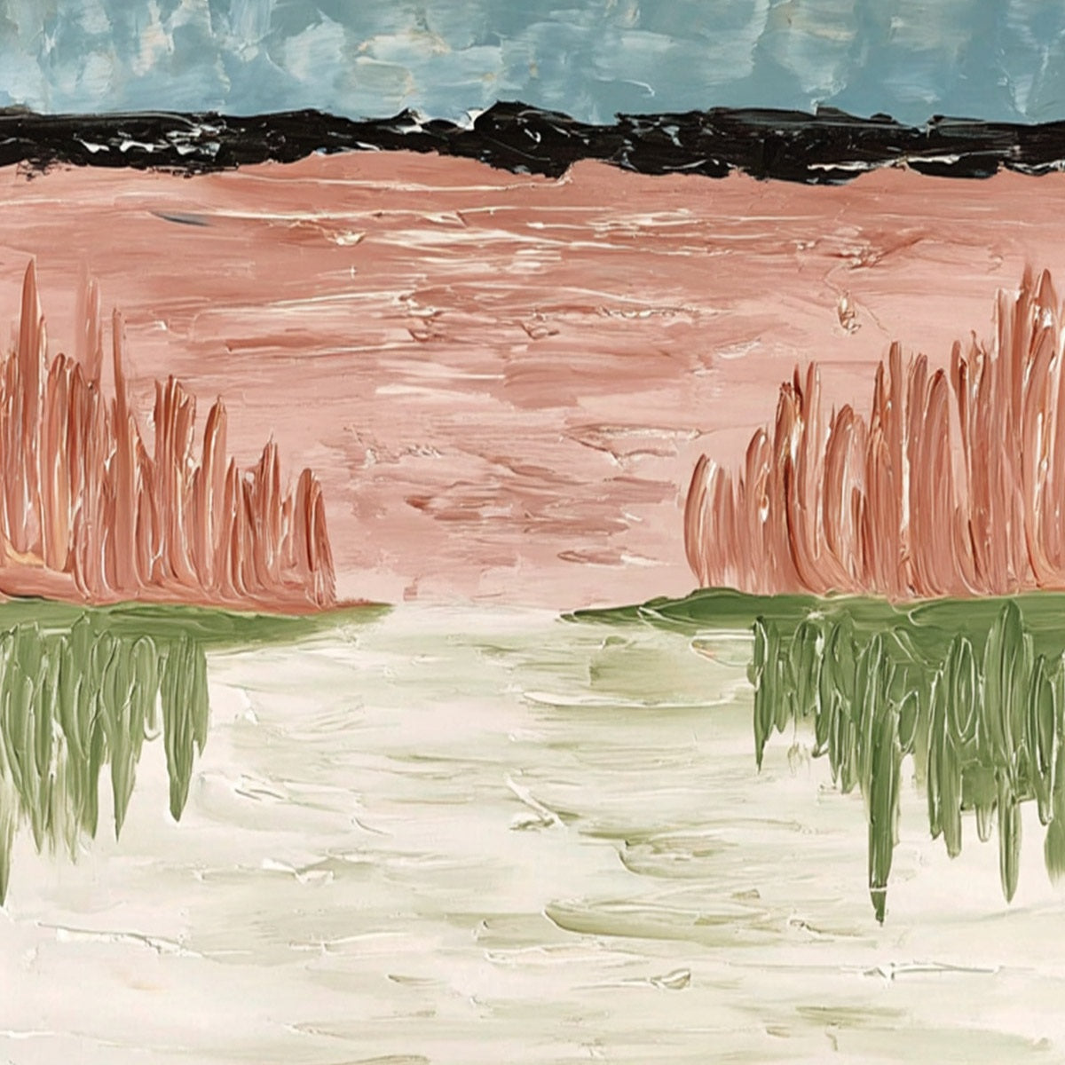 WHISPERS ON THE WATER: Textured Abstract Vertical Landscape Painting