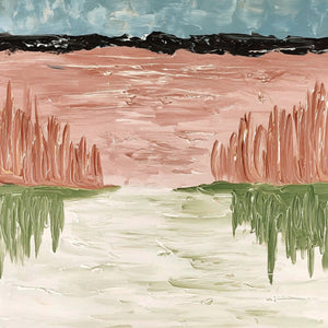 WHISPERS ON THE WATER: Textured Abstract Vertical Landscape Painting