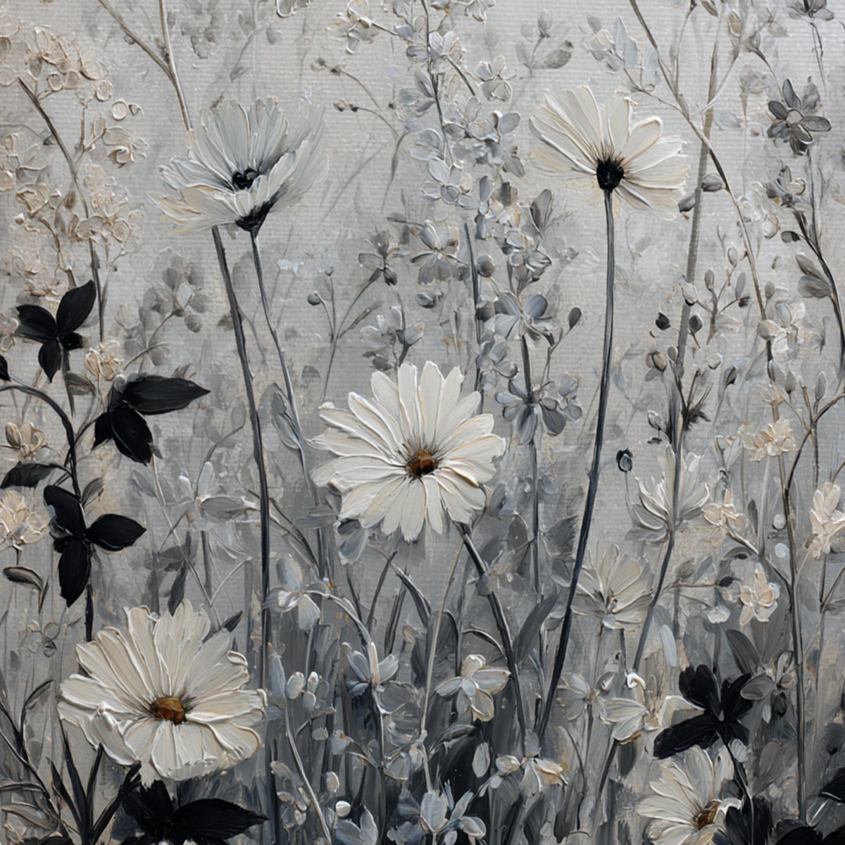WHISPERS IN THE MEADOW: Textured Neutral Floral Meadow Painting