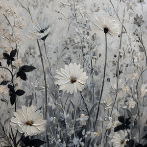 WHISPERS IN THE MEADOW: Textured Neutral Floral Meadow Painting