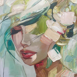 WHISPERS OF SPRING- Impressionistic Floral Portrait Oil Painting