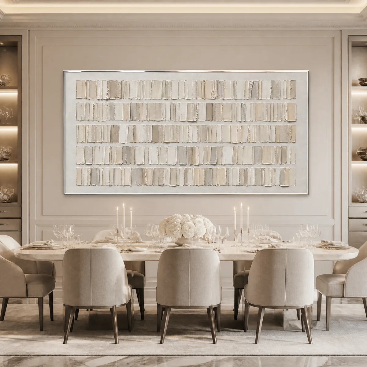WHITE CURRENT: White Horizontal Texture Wall Art