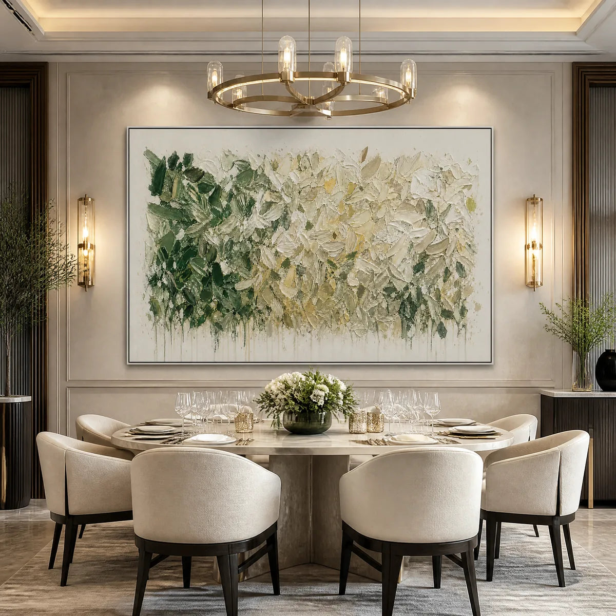 WHITE HERBARIUM: White Botanical Abstract Painting