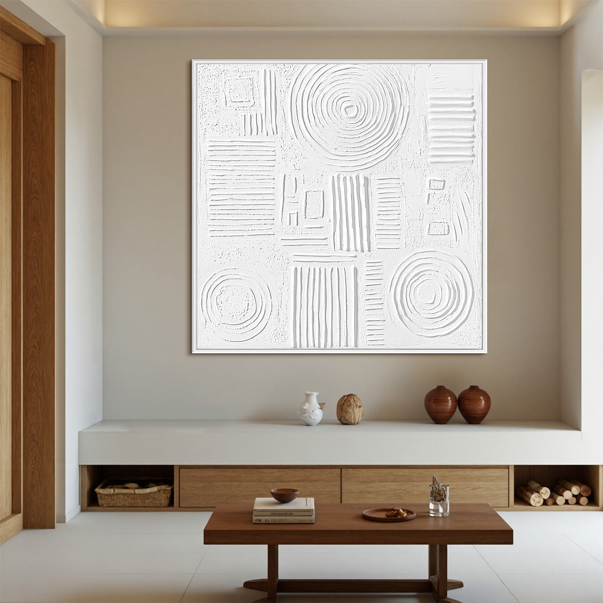 White Texture: Minimalist Textured Abstract Oil Painting – MontCarta