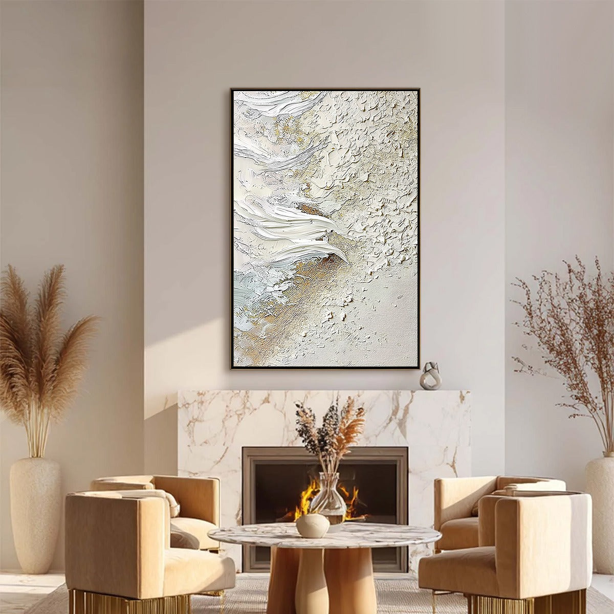 WHITEWATER WHISPER: Textured Wabi Sabi Abstract Seascape Painting