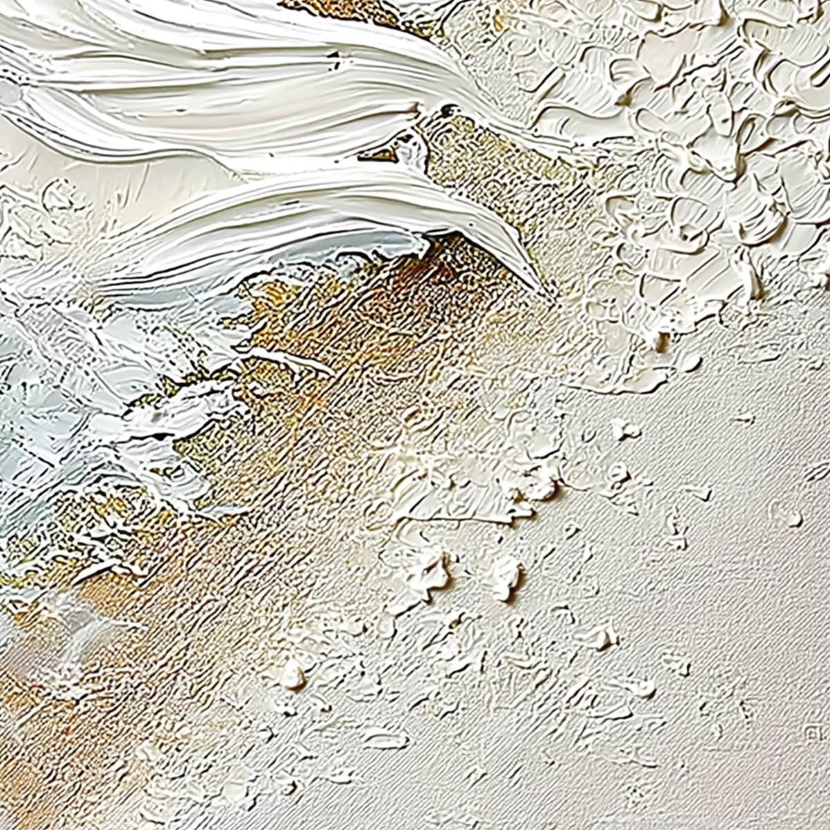 WHITEWATER WHISPER: Textured Wabi Sabi Abstract Seascape Painting