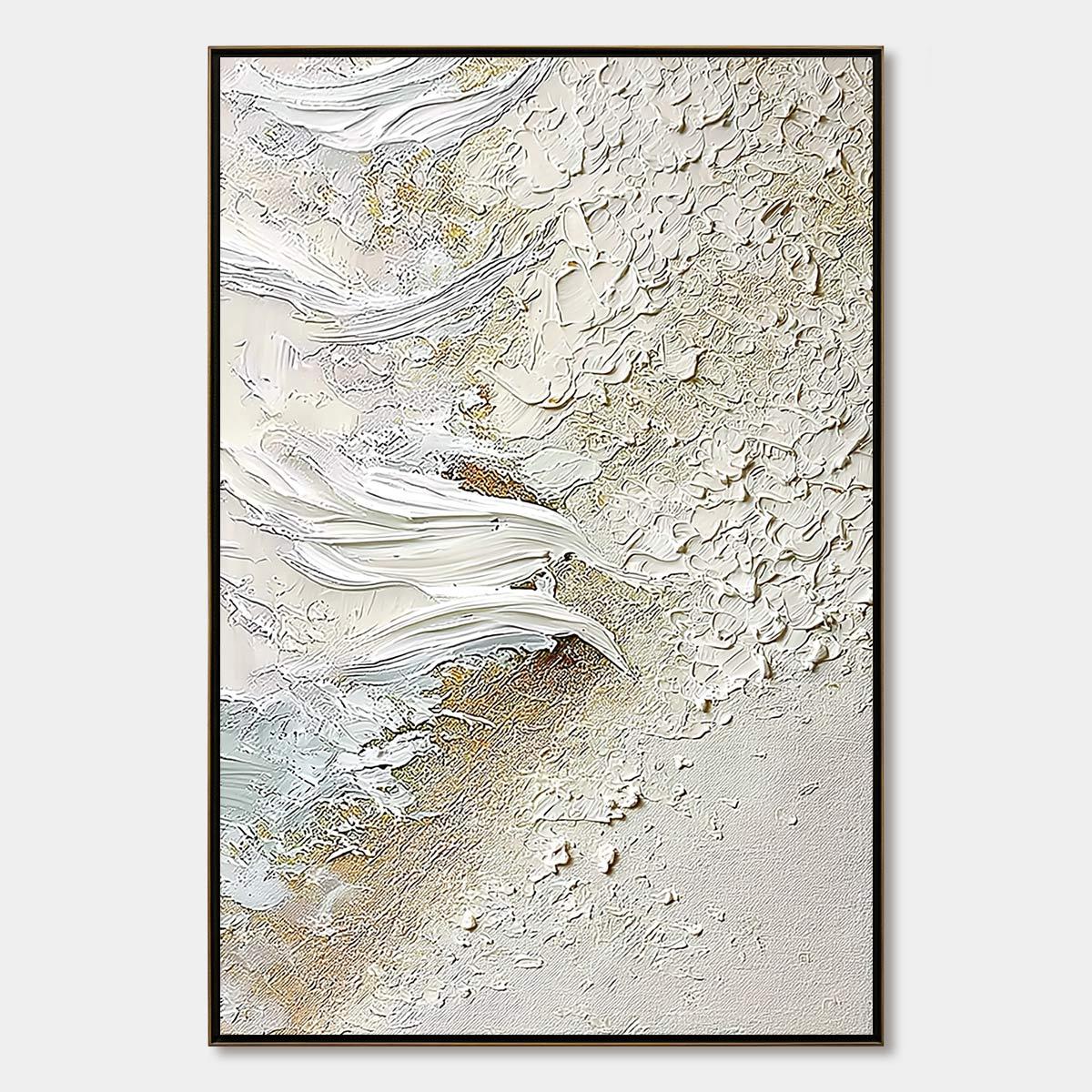 WHITEWATER WHISPER: Textured Wabi Sabi Abstract Seascape Painting