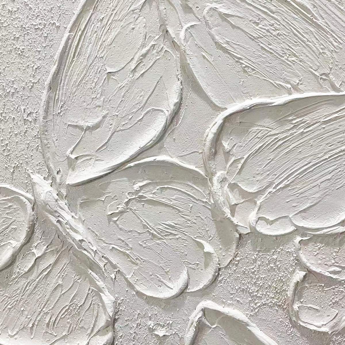 Isabella Rossi's White Butterflies impasto painting: textured 3D butterfly artwork, vertical wall art, elegant and refined.