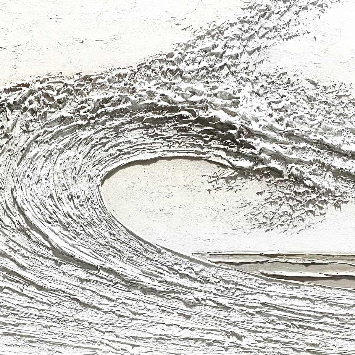 WHITE CREST- Textured Minimalist Ocean Wave Painting